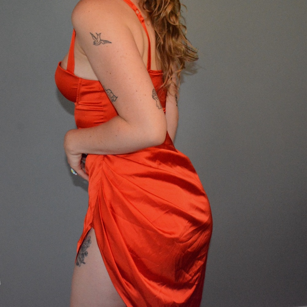 bright orange corset bust bodycon y2k mini dress